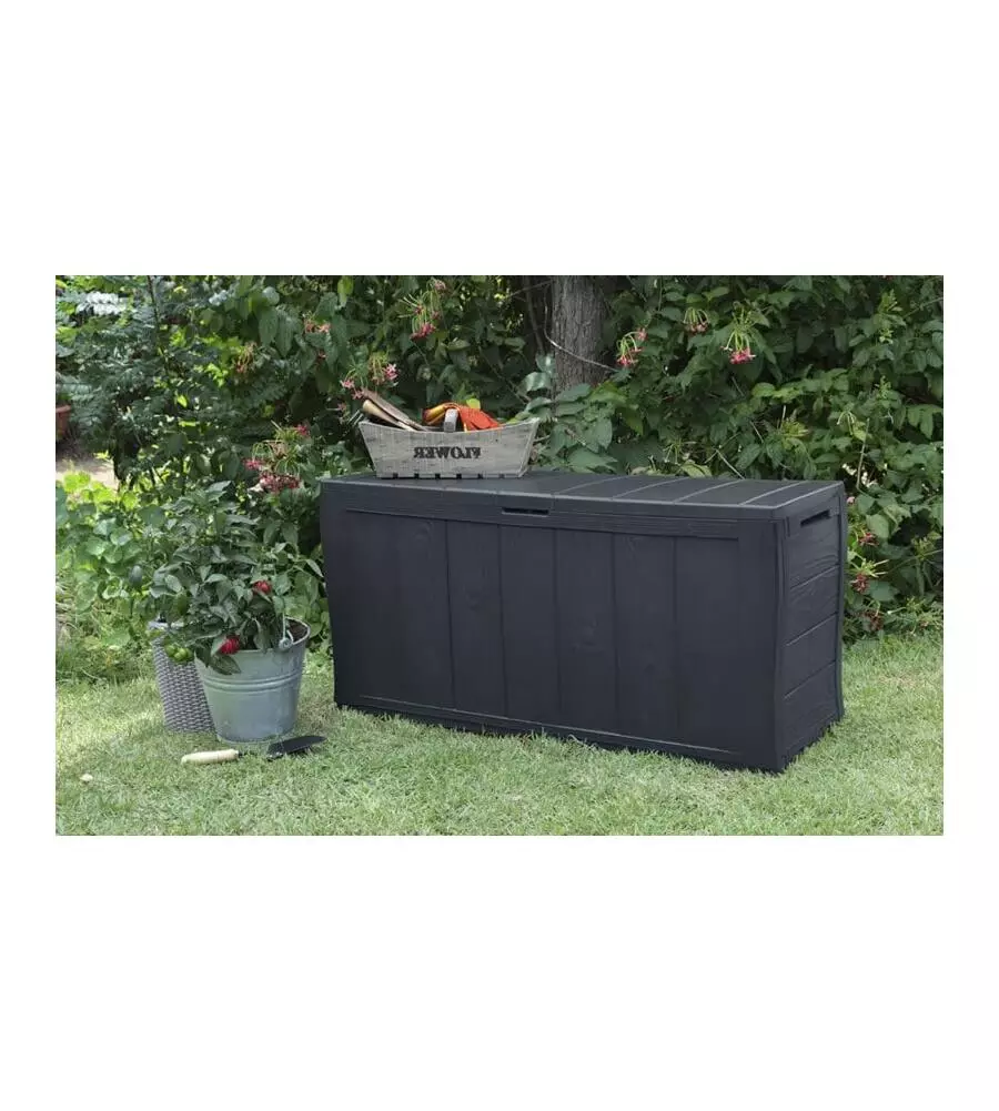 BAULE DA ESTERNO KETER "SHERWOOD" IN RESINA MARRONE EFFETTO LEGNO 270 LT 117X45X58 CM